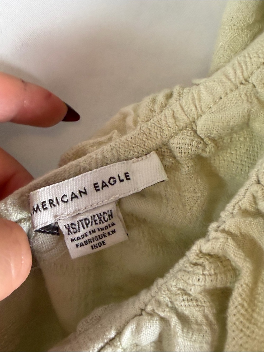 American Eagle XS One Shoulder Ruffle Textured Boho Top Cream - Picture 3 of 6